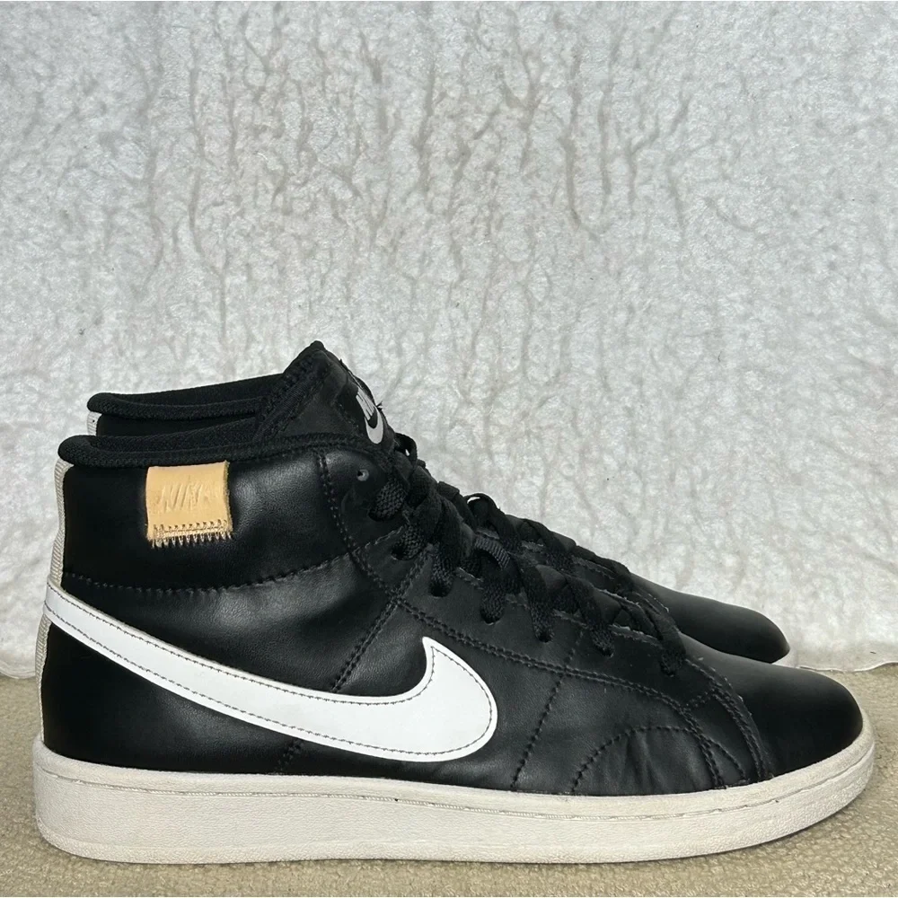 Nike Mens Court Royale 2 Mid Top Black Leather Athletic Sneakers Shoes SZ 7.5